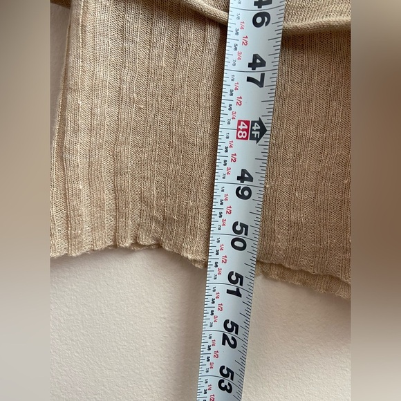 Bill Blass linen jersey dress size XS tan color midi length - Picture 13 of 13